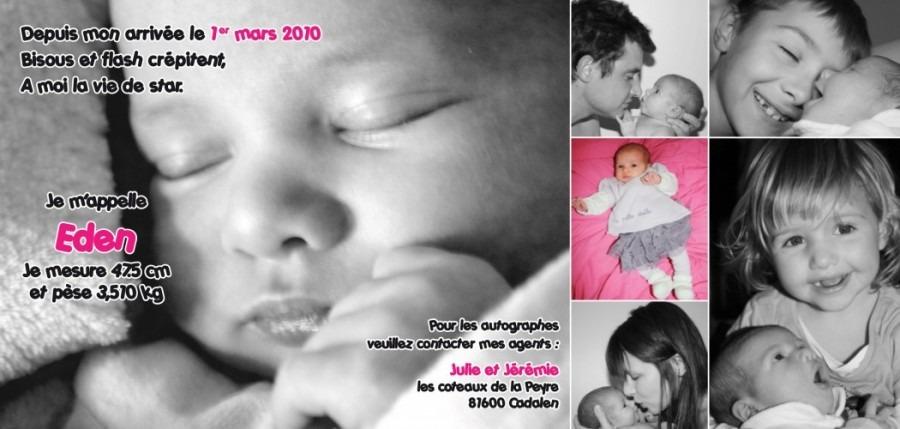 Faire-part de naissance Eden -Mw communication - Graphiste Webmaster Montauban Toulouse