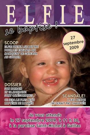 Faire-part de baptême façon magazine -Mw communication - Graphiste Webmaster Montauban Toulouse